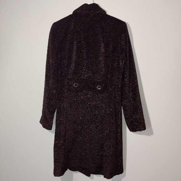 Gallery Faux Fur Lined Notched Collar Coat Size S Espresso Brown - Picture 6 of 7